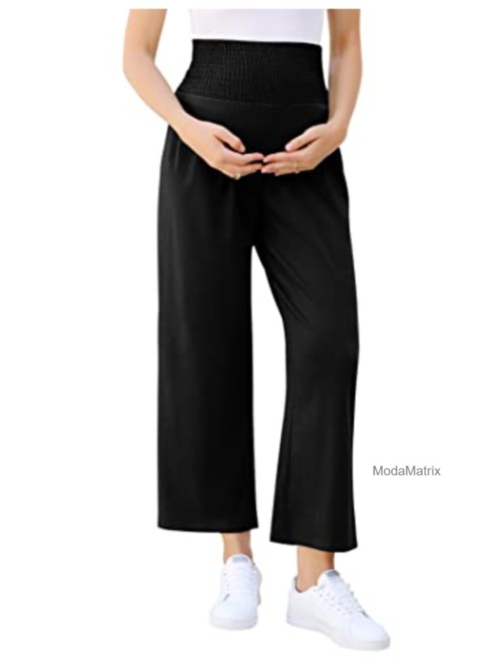 Women's Smocked High Waisted Wide Leg Maternity Lounge Pants